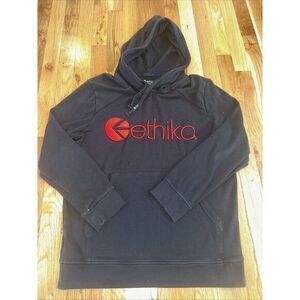 Ethika Black Hoodie with Red Logo